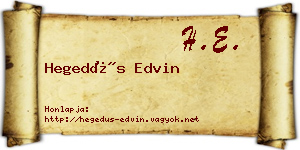 Hegedűs Edvin névjegykártya