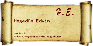 Hegedűs Edvin névjegykártya